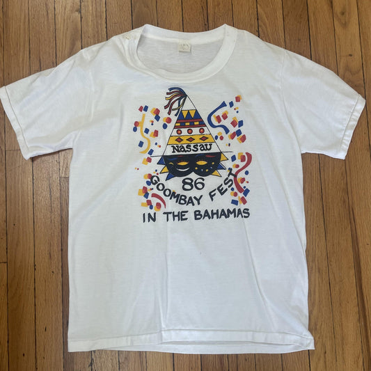 Vintage Goombay Fest Shirt Mens XL White 1986 Nassau Bahamas Carnival Tee 80s