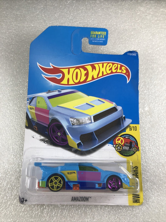 New Hot Wheels AMAZOOM HW Art Cars AQUA BLUE Multi 113/365 9/10 Street Car 2015