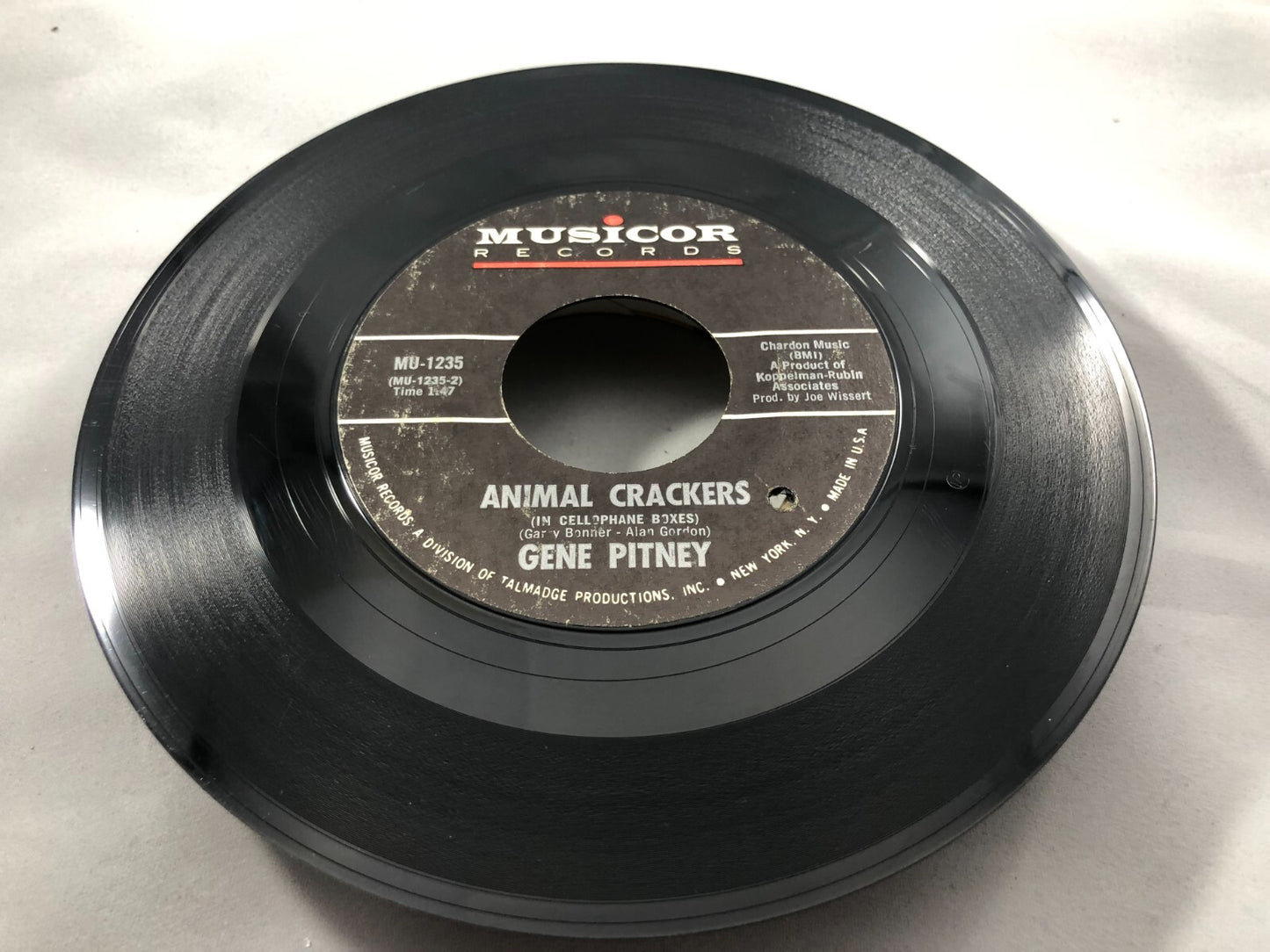 Gene Pitney - Animal Crackers 7" VG+ Vinyl 45 Musicor MU 1235 USA 1967 VG+