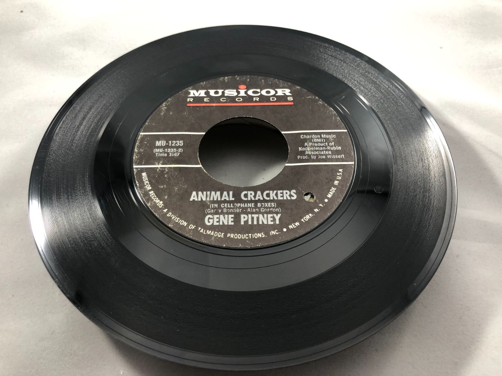 Gene Pitney - Animal Crackers 7" VG+ Vinyl 45 Musicor MU 1235 USA 1967 VG+