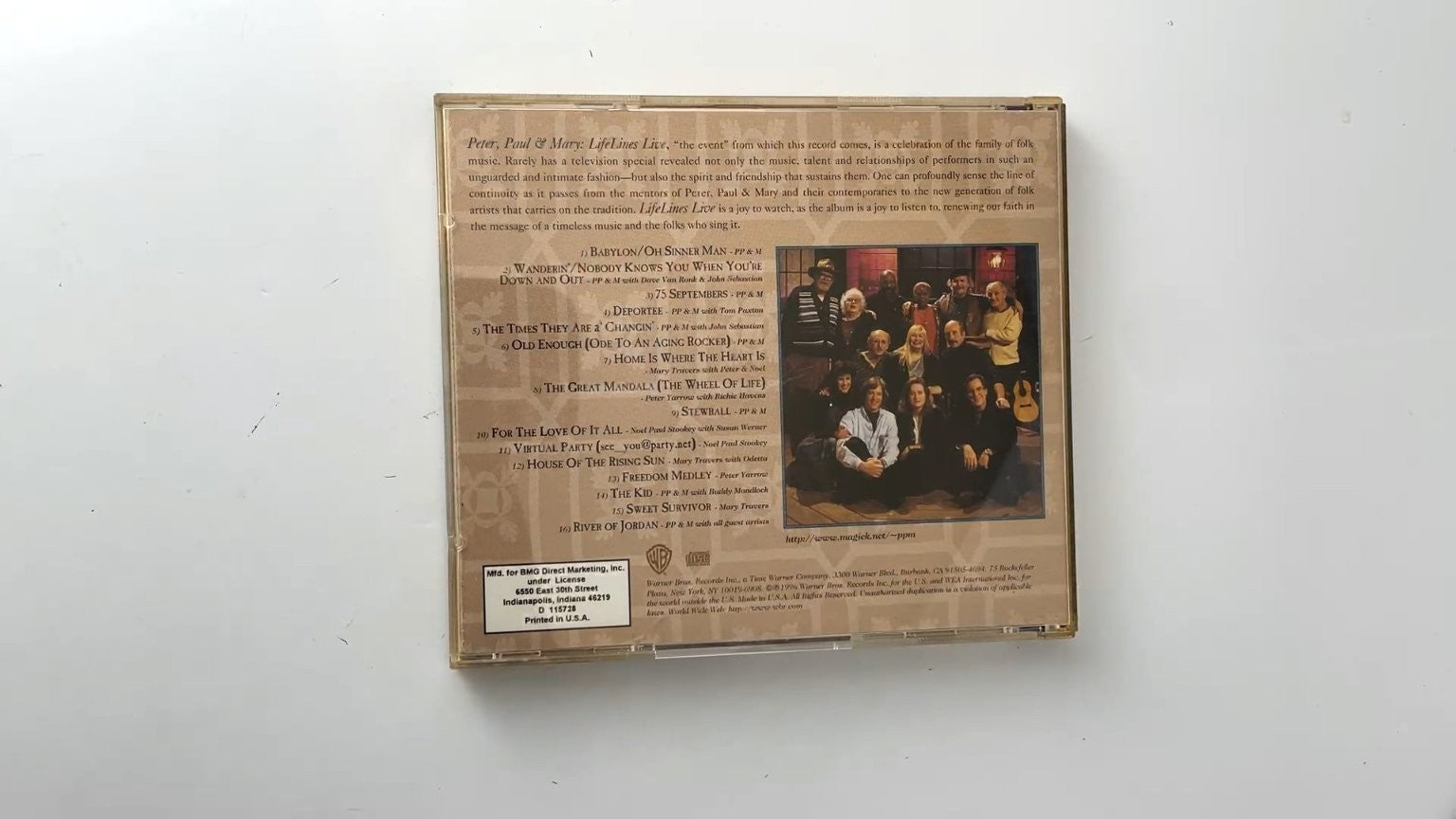 Peter, Paul & Mary - LifeLines Live CD 1996 Folk Warner Bros.