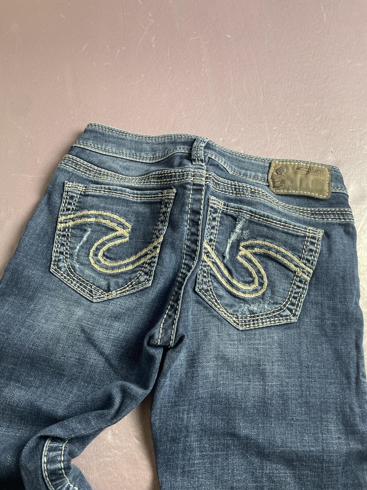 Silver Jeans Co Jeans Womens W27 L31 Blue Tuesday Skinny Distressed Embroidered