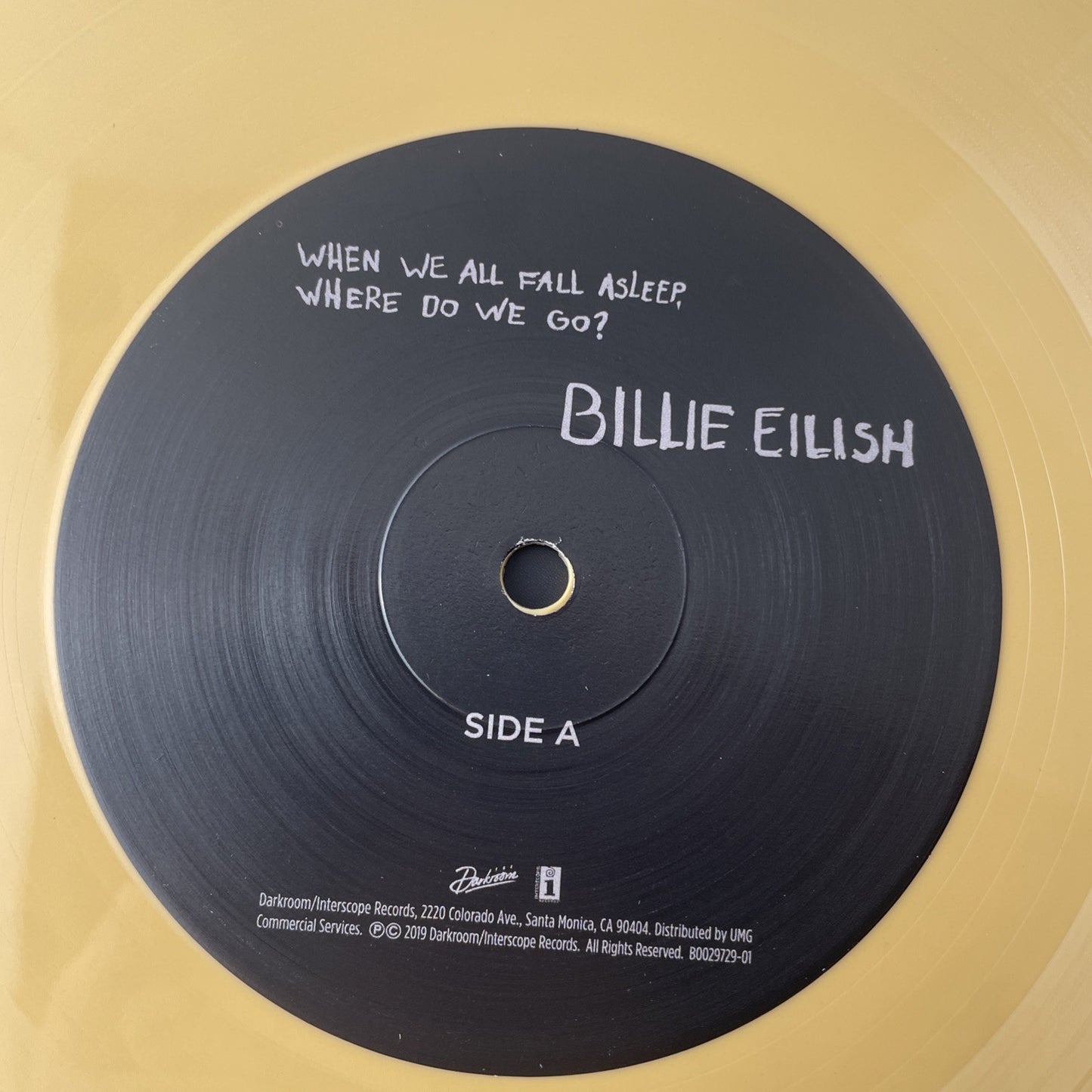 Billie Eilish-When We All Fall Asleep, Where Do We Go? Vinyl - Pale Yellow