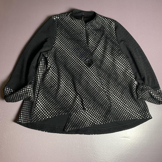 IC by Connie K Jacket Womens XL(see blue stain Textured Geometric Button Up Chic