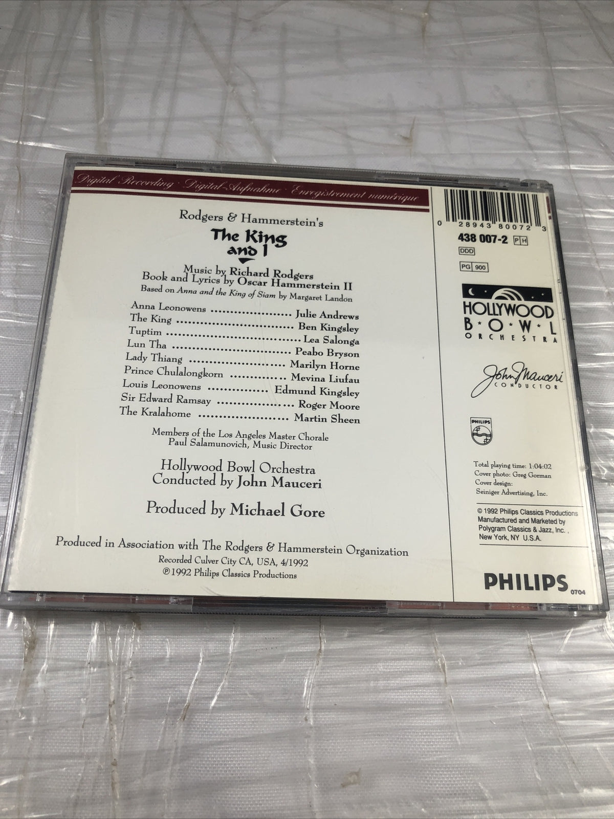 "The King and I" - Julie Andrews & Ben Kingsley - AUDIO CD Vintage Soundtrack