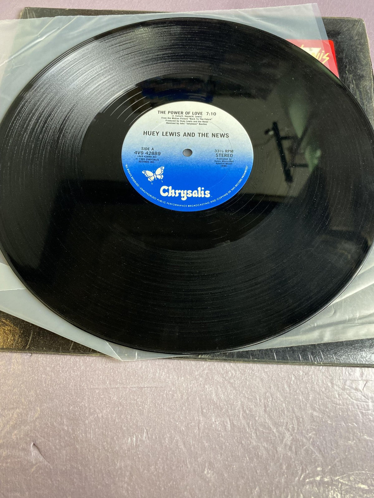 Vintage Huey Lewis & The News Power Of Love 12" Vinyl Chrysalis Rock OST