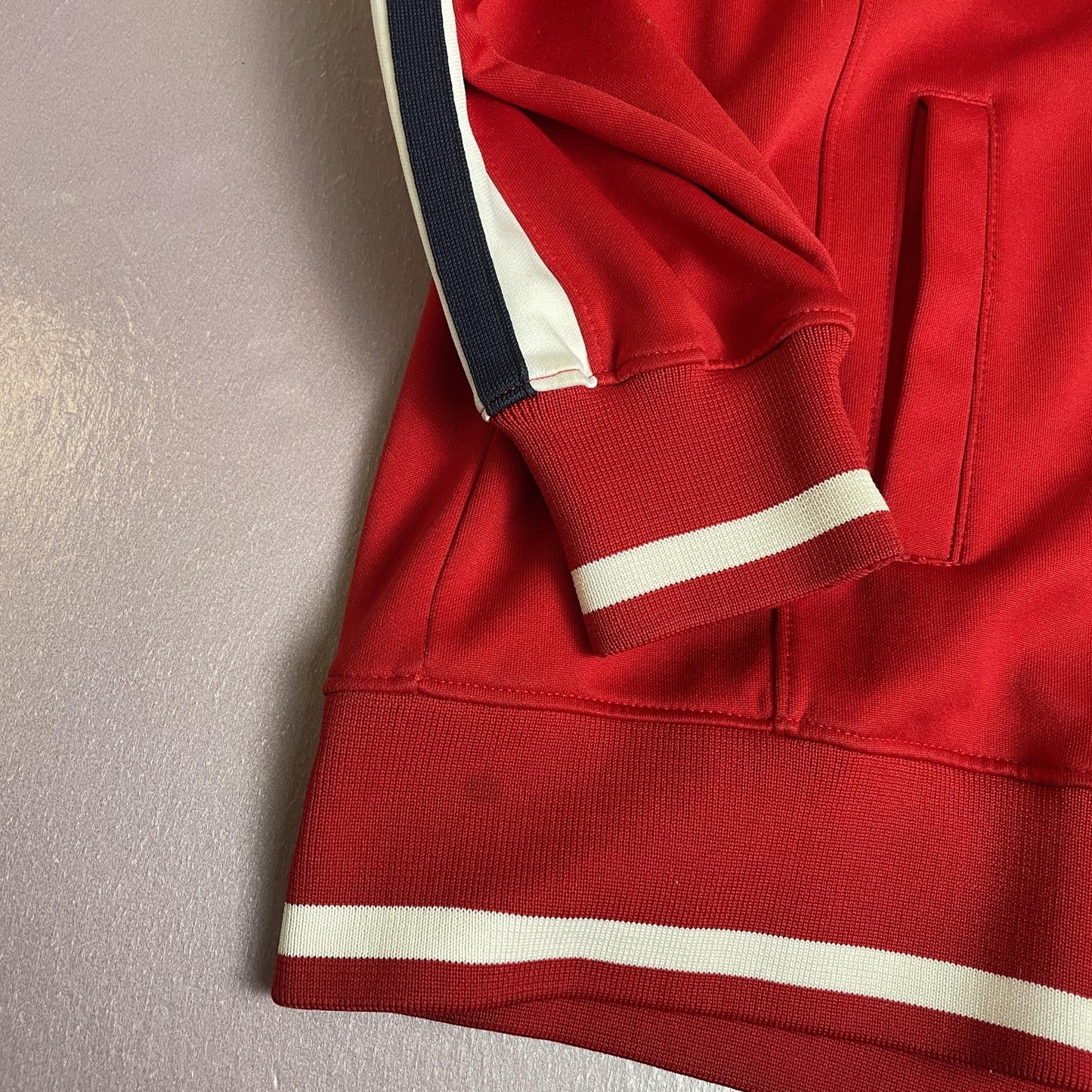 Old Navy Jacket Mens Extra Large Red Full Zip Track Varsity Striped Spell Out