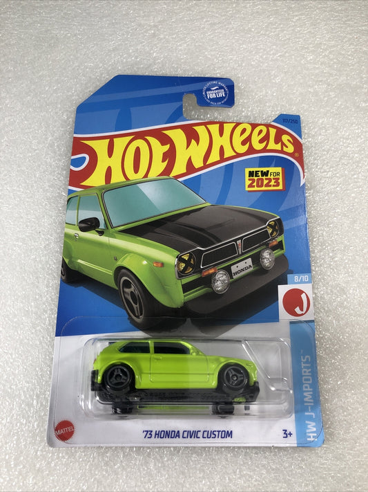 2023 Hot Wheels ‘73 Honda Civic Custom HW J-Imports 8/10 Green 117/250 HTF
