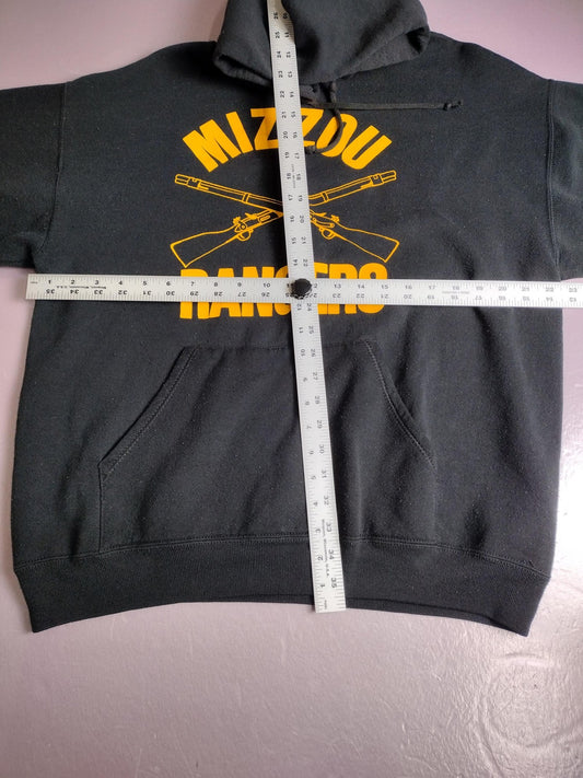 Vintage Mizzou Rangers Hoodie Mens XL Black Jerzees Short Sleeve Made USA 90s