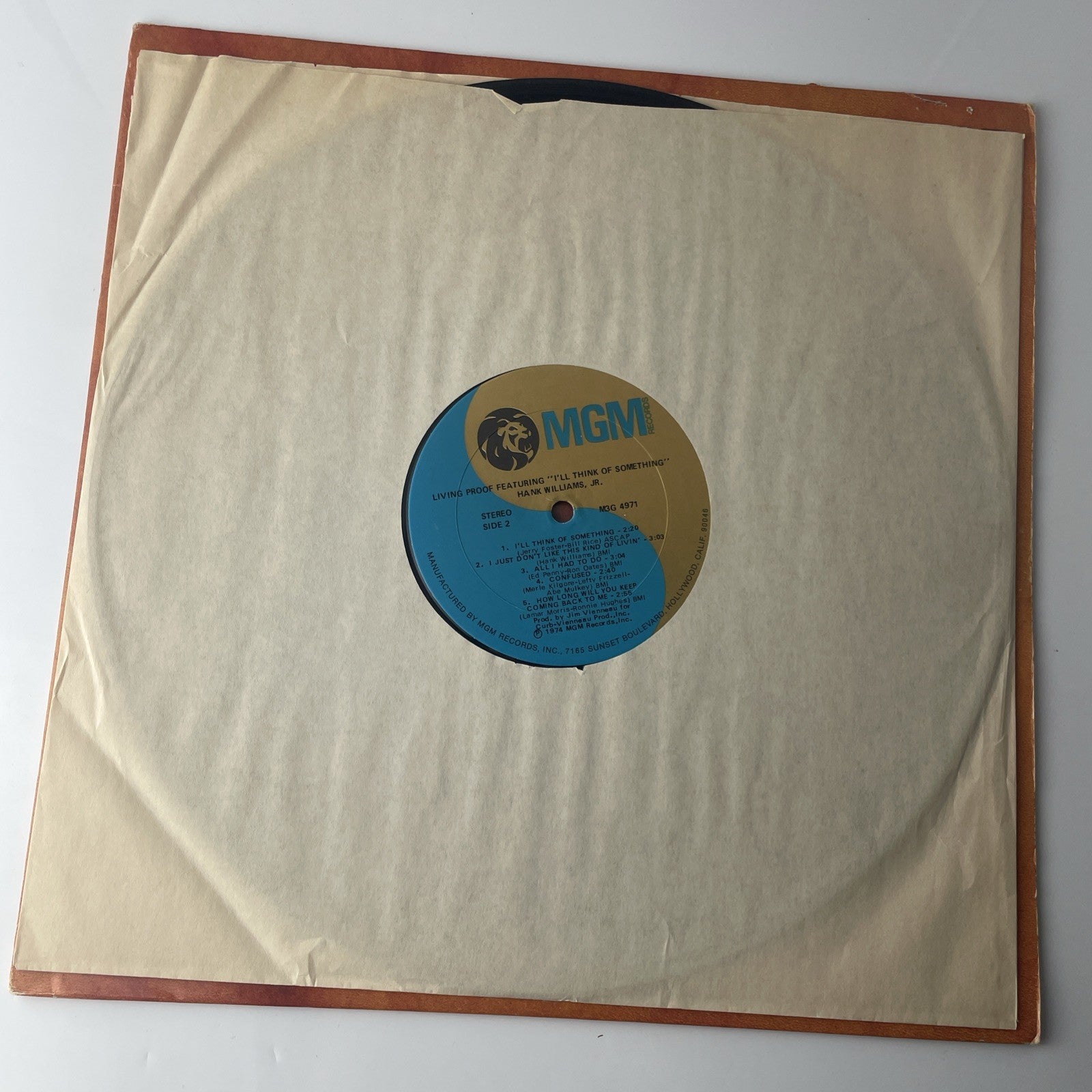 Hank Williams Jr. Living Proof LP 1974 MGM M3M-4971 VINYL