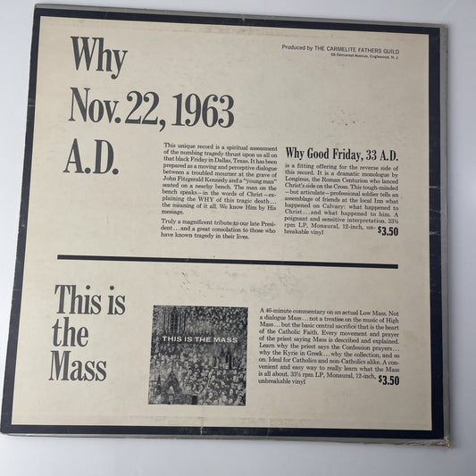 Vintage JFK Memorial Service Vinyl Record Meditation In Arlington Why Nov 22