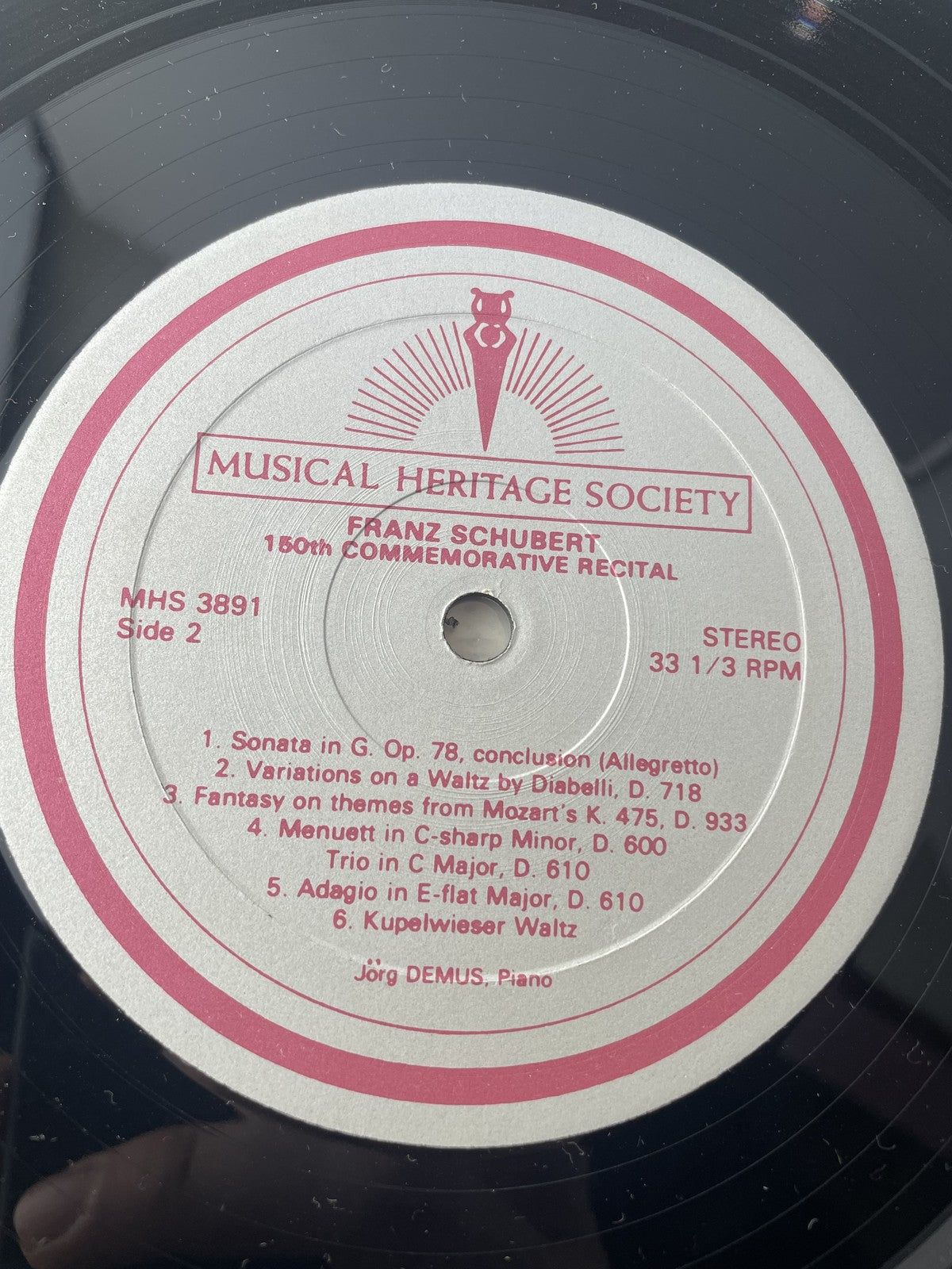 Vintage Franz Schubert 150th Commemorative Recital Vinyl 2xLP Jörg Demus Piano