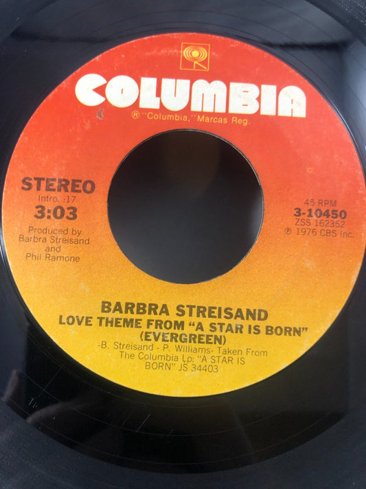 Barbra Streisand "A Star is Born / I Believe in Love" 45 RPM Vinyl 1976 Colu VG
