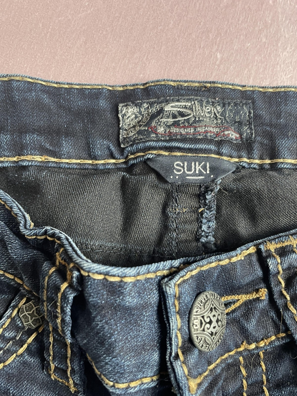 Silver Jeans Co Jeans Womens 26x31 Blue Suki Super Skinny Embroidered Dark Wash