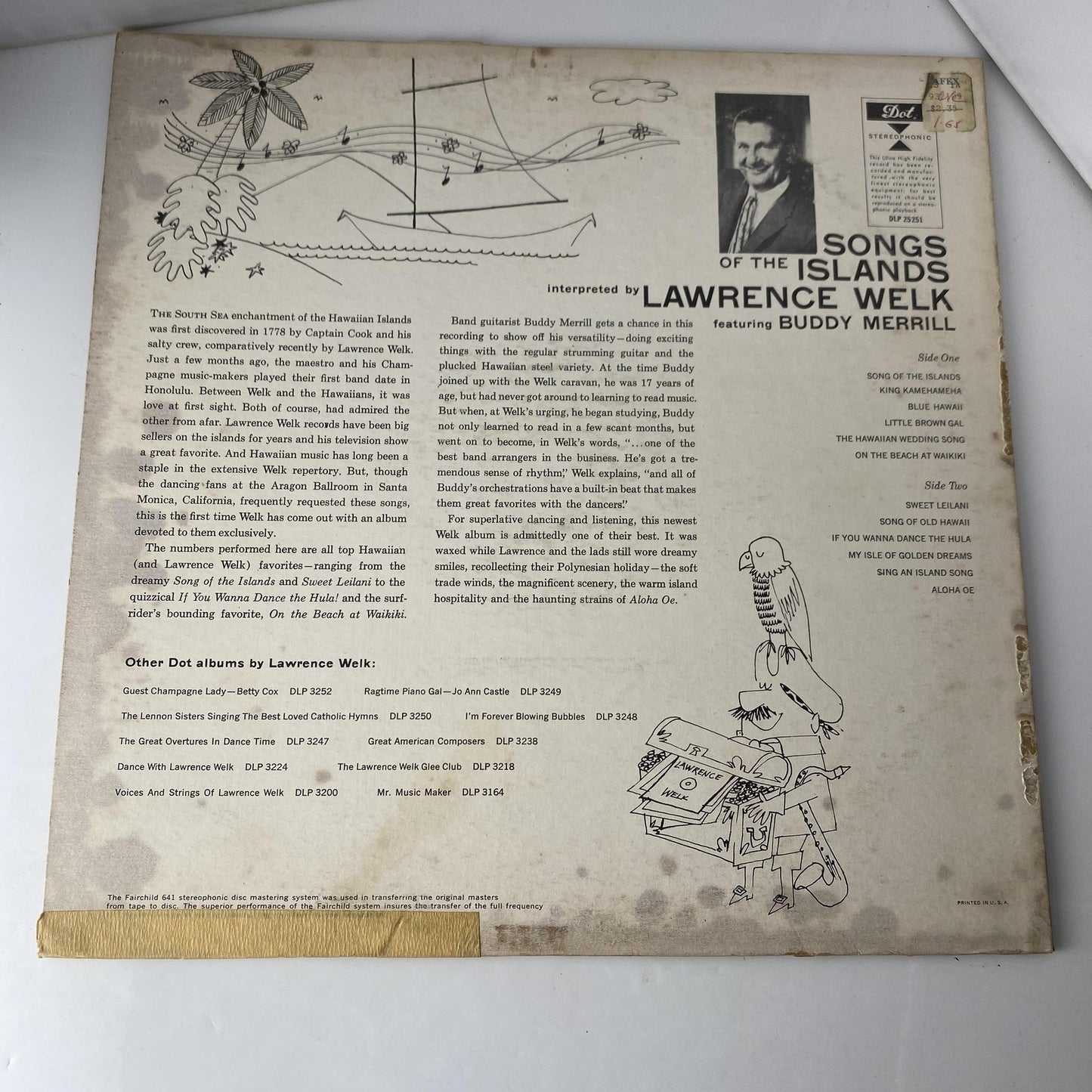 Vintage Lawrence Welk Songs Of The Islands 12" Black Vinyl LP Dot Hawaiian Easy