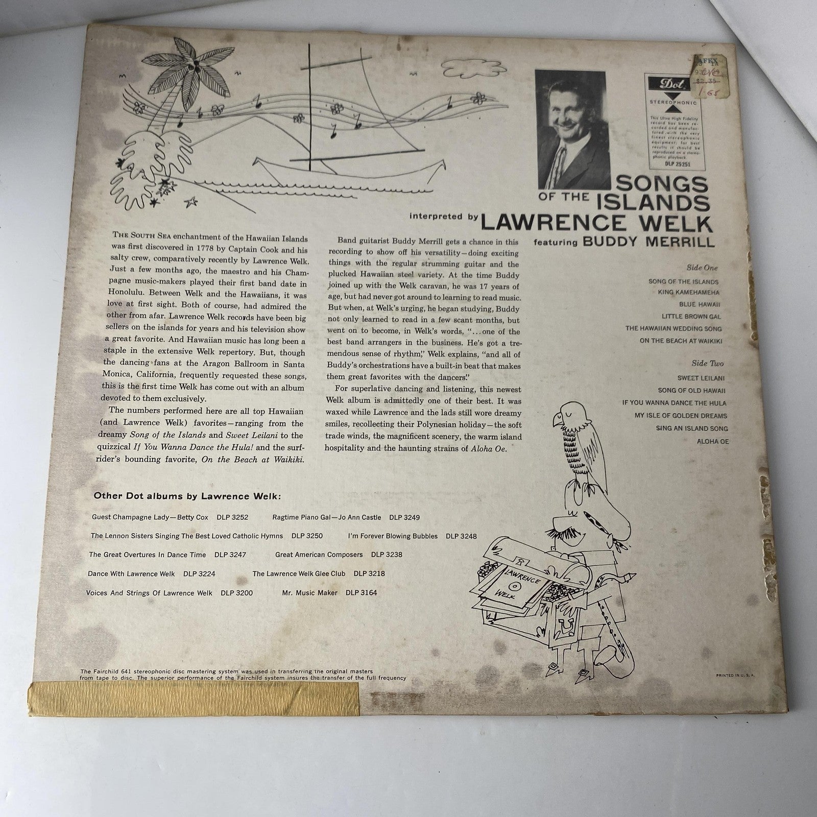 Vintage Lawrence Welk Songs Of The Islands 12" Black Vinyl LP Dot Hawaiian Easy