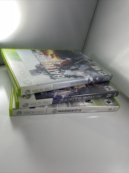 xbox 360 3 games lot Saints Row 4 Madden 15 Battlefield 4 CIB Good!