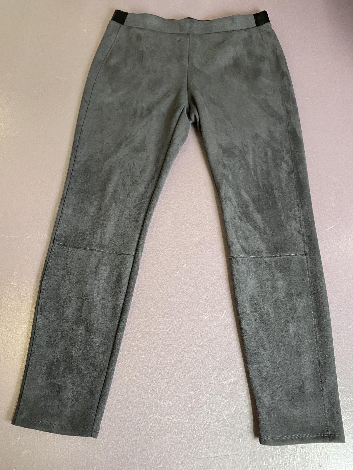 White House Black Market Leggings Womens 10 Gray Faux Suede High Rise Ankle