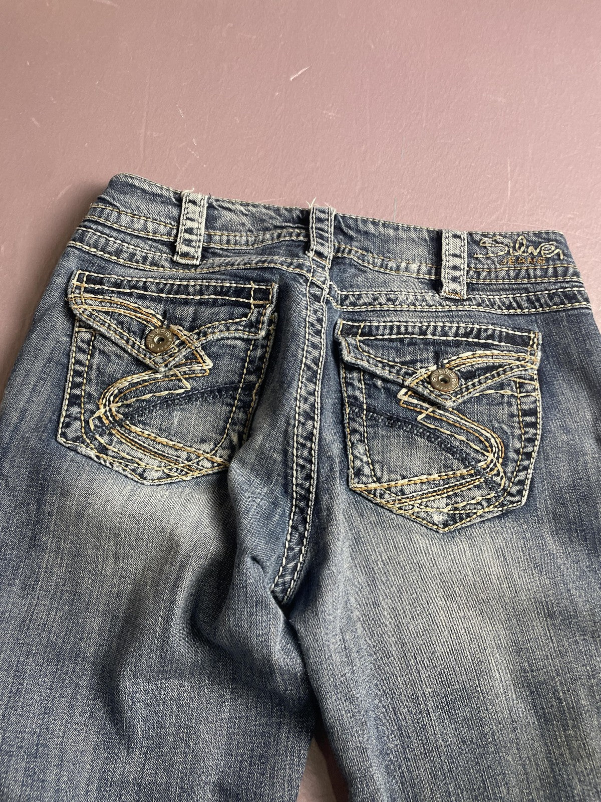 Silver Jeans Co Jeans Womens W30/L32 Blue Suki Surplus Bootcut Distressed Denim