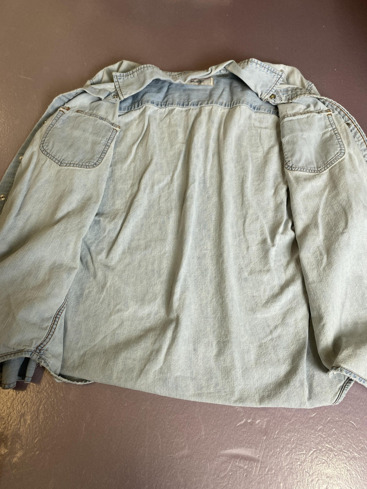 Levi Strauss Signature Shirt Mens Small Blue Snap Button Long Sleeve Western