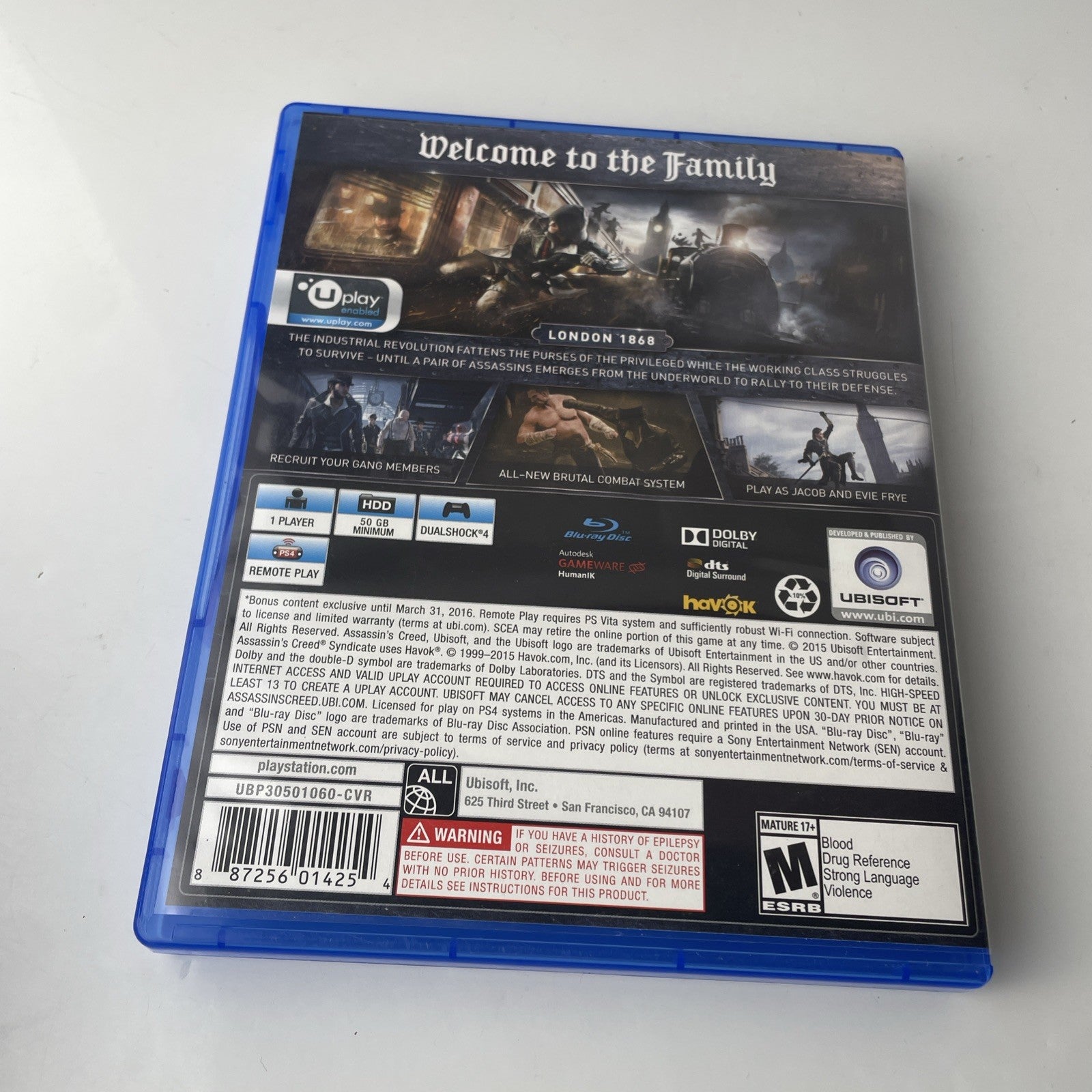 Assassin's Creed: Syndicate (Sony PS4, 2015) No Inserts/ Tested