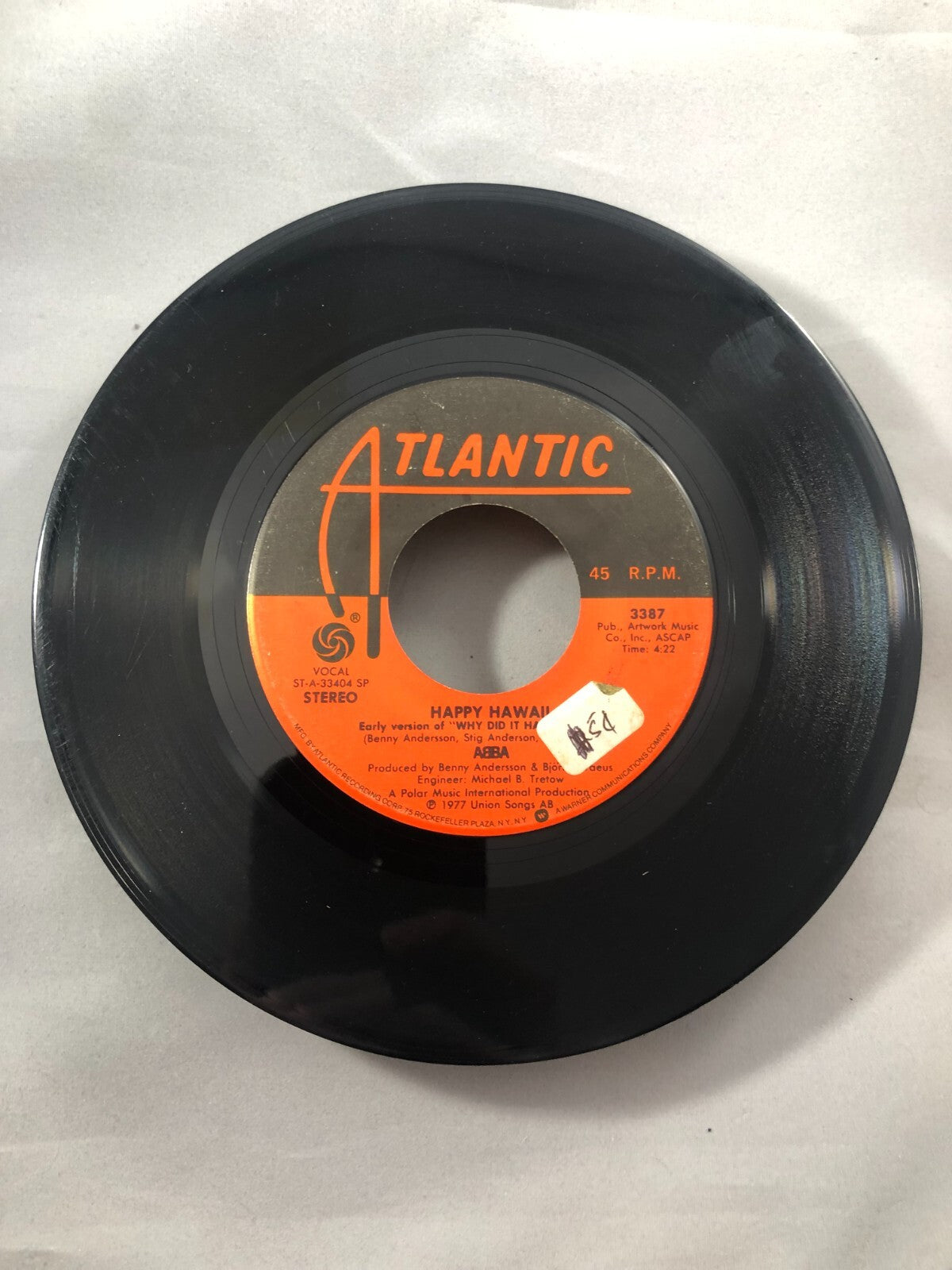 ABBA 7" 45 RPM "Knowing Me, Knowing You" & "Happy Hawaii" VG condition
