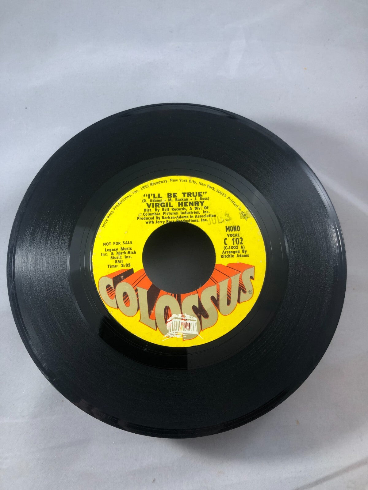 VIRGIL HENRY: I'll Be True US Colossus Northern Soul Promo 45 Hear VG RARE