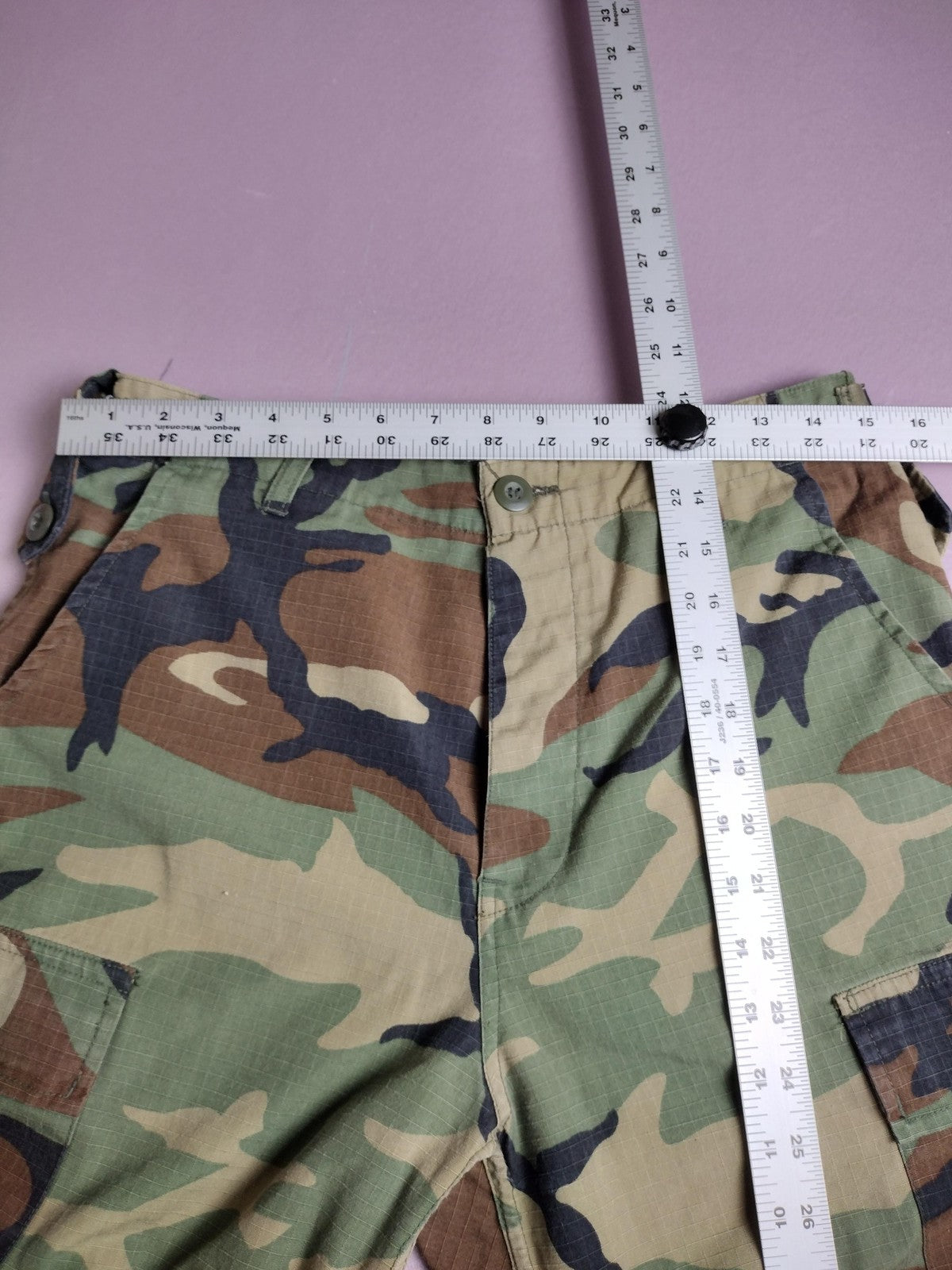 Camo BDU Pants Mens Small Regular Woodland Cargo Military Ripstop Army