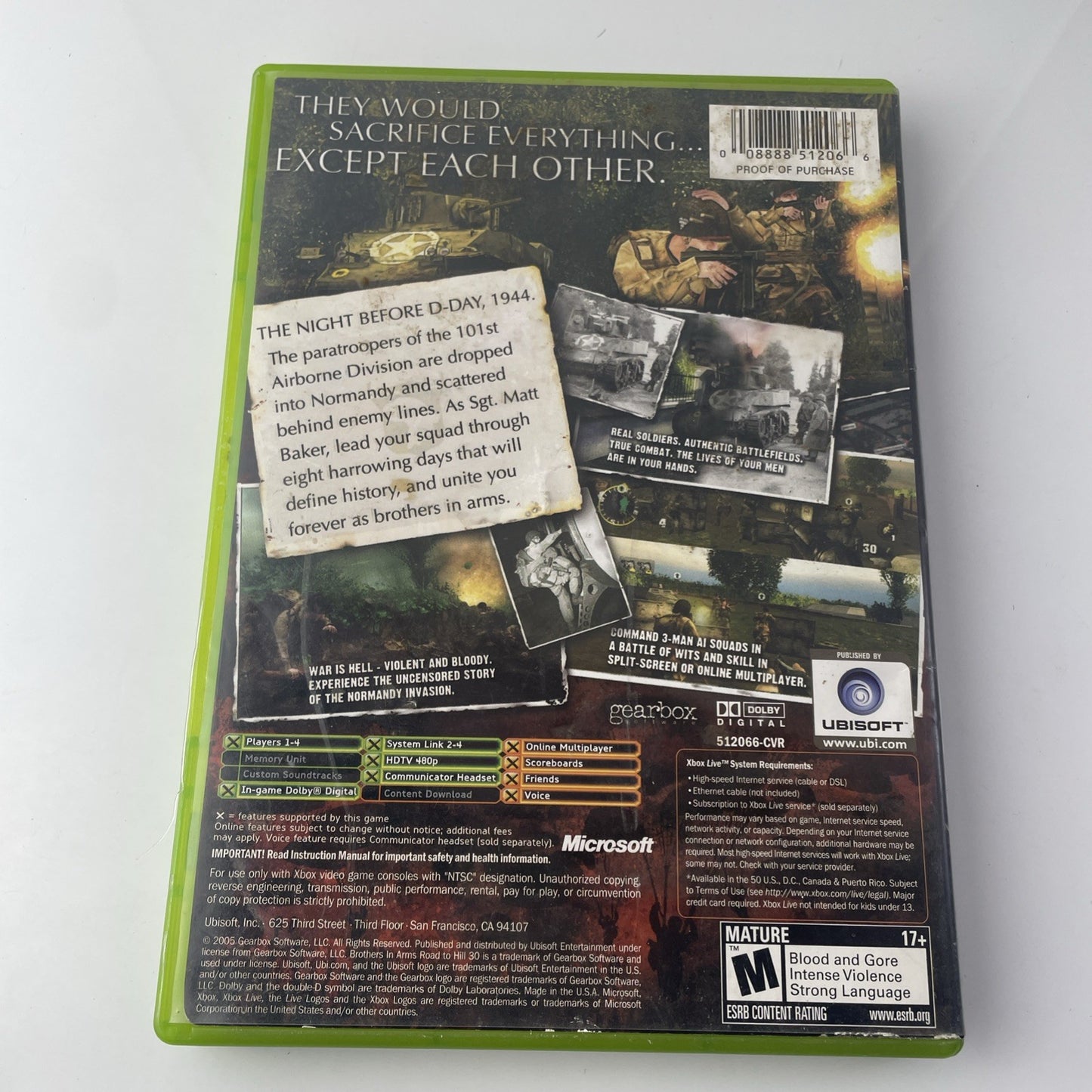 Brothers in Arms Road to Hill 30 (Xbox) - With Map No Manual