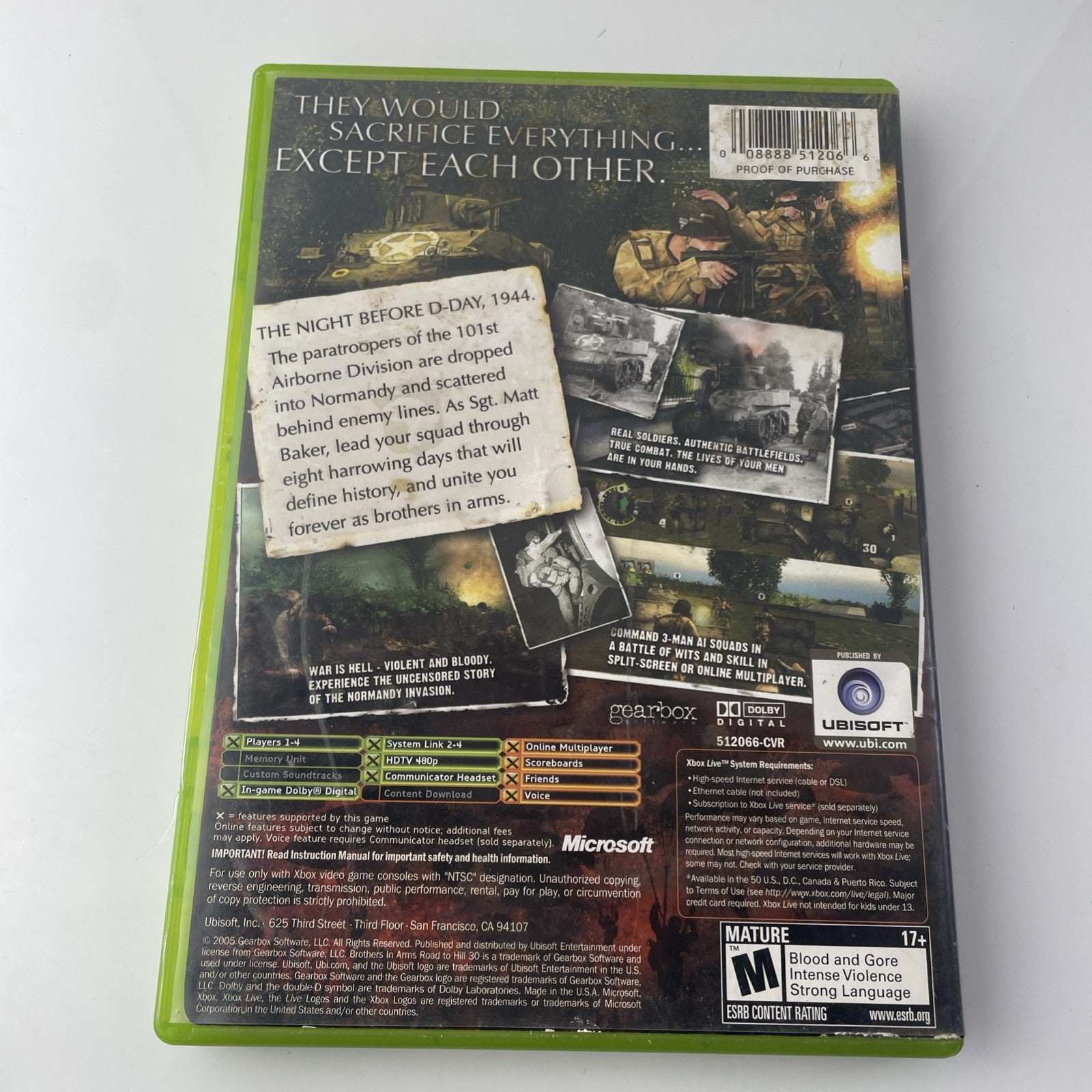 Brothers in Arms Road to Hill 30 (Xbox) - With Map No Manual