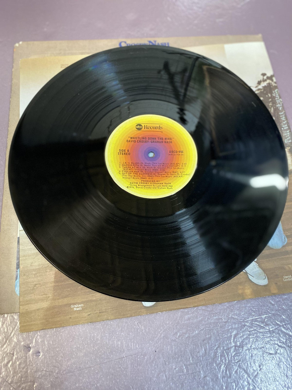 Vintage Crosby Nash Whistling Down The Wire 12" Vinyl LP 1976 ABC Rock