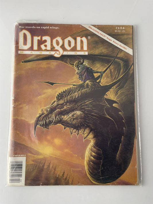 Vintage Dragon Magazine Issue 154 Feb 1990 TSR D&D AD&D Dragonlance Art RPG