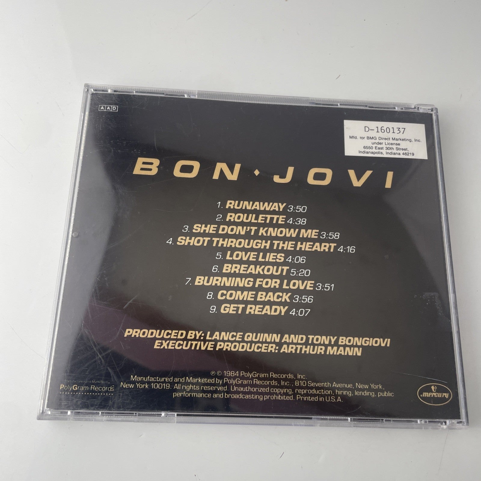 Bon Jovi by Bon Jovi (CD, Oct-1990, Mercury) Rare Rock Cd