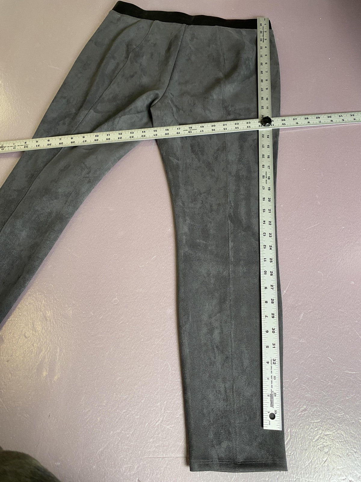 White House Black Market Leggings Womens 10 Gray Faux Suede High Rise Ankle