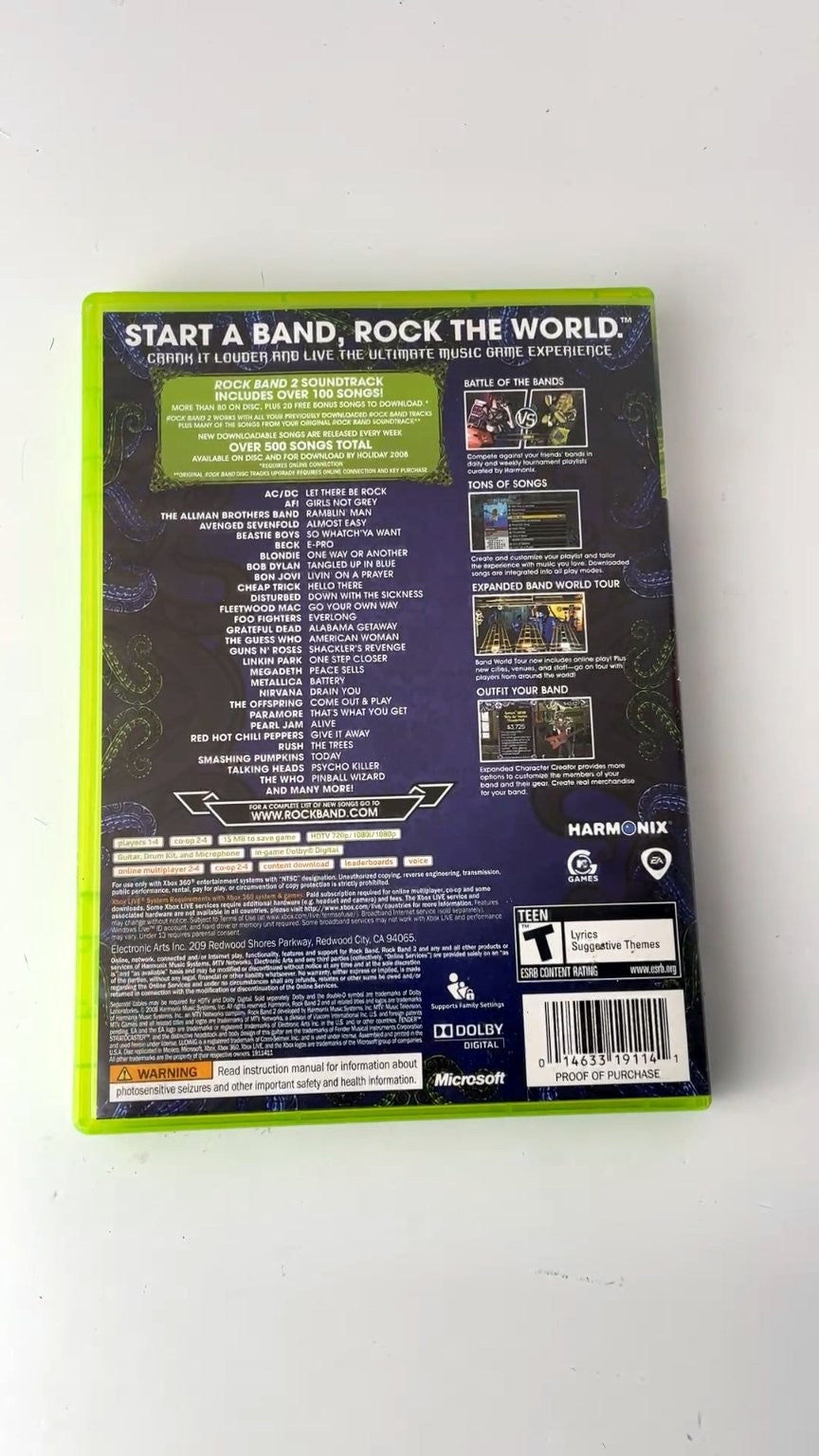 Rock Band 2 Xbox 360 Video Game Multiplayer Music Rhythm