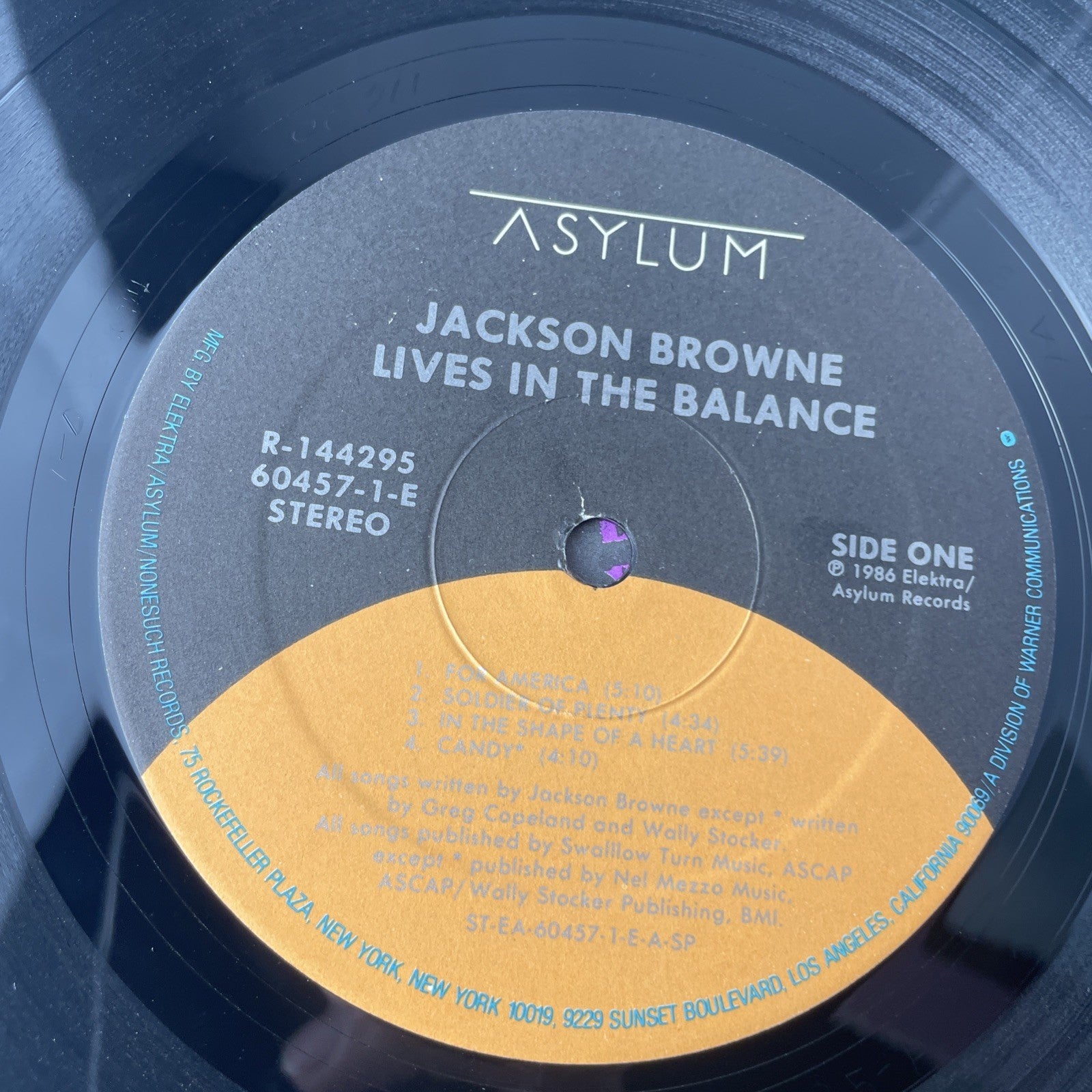 Jackson Browne Lives In The Balance LP 1986 ASYLUM~60457-1-E Vinyl Record