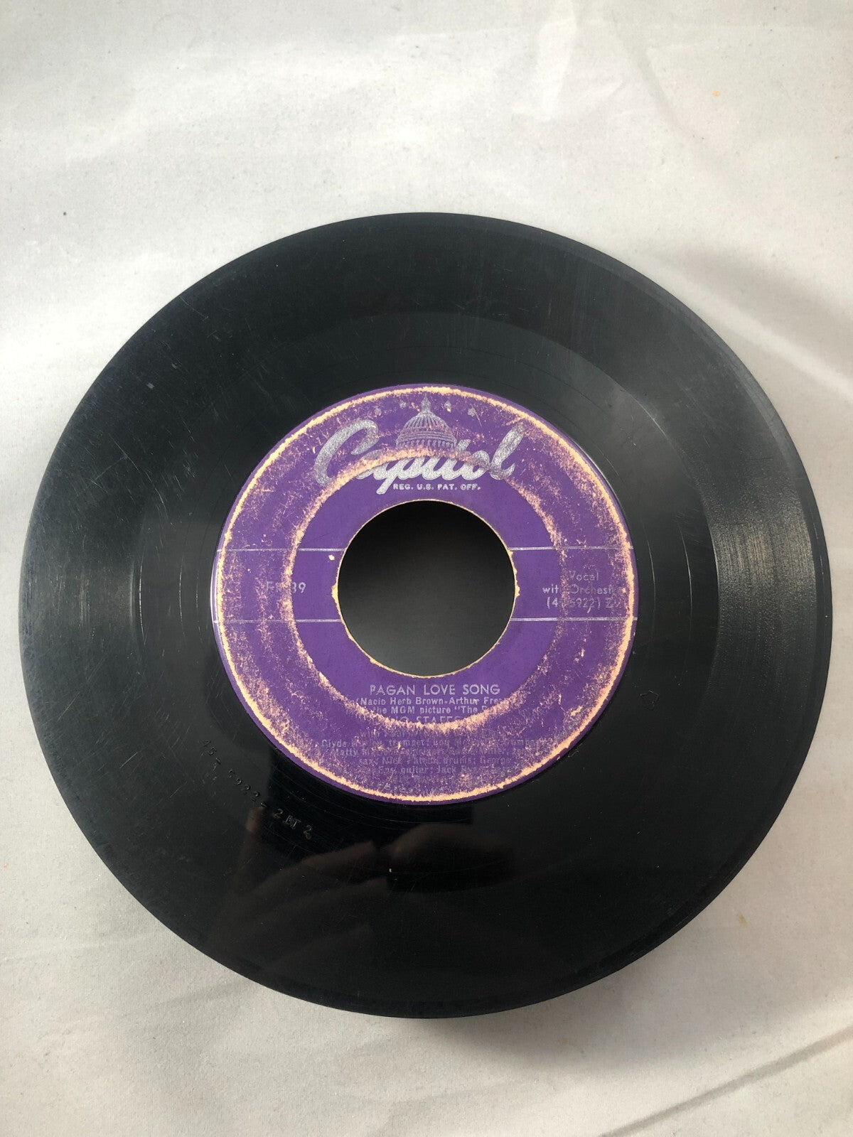 Jo Stafford record "PAGAN LOVE SONG" and "SIMPLE MELODY" Capitol F1039 45RPM