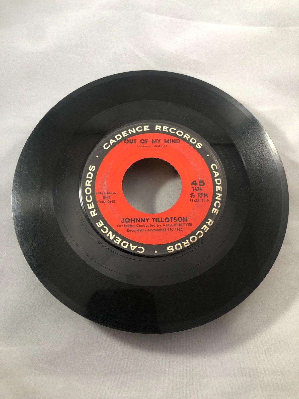 JOHNNY TILLOTSON  45 Cadence 1960'S  POP  funny time slips  FIRST PRESS  G