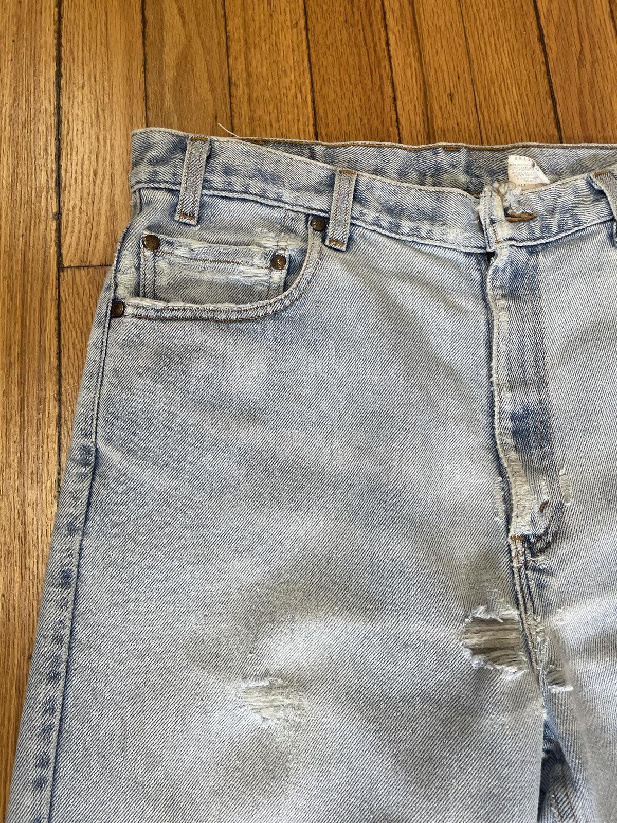 Vintage Levis 614 Jeans Mens 36x32 Light Wash Distressed Flex Made USA 90s Denim