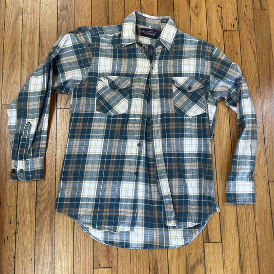 Windbreaker Shirt Mens Medium Plaid Flannel Button Up Pockets Casual
