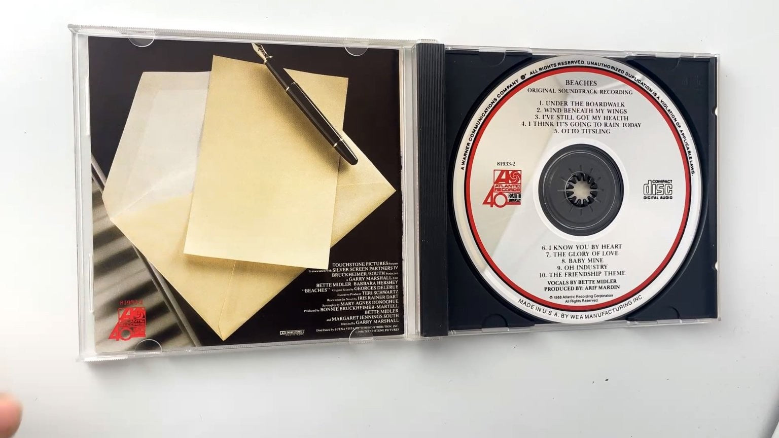 Bette Midler - Beaches Original Soundtrack CD 1988 Pop Atlantic