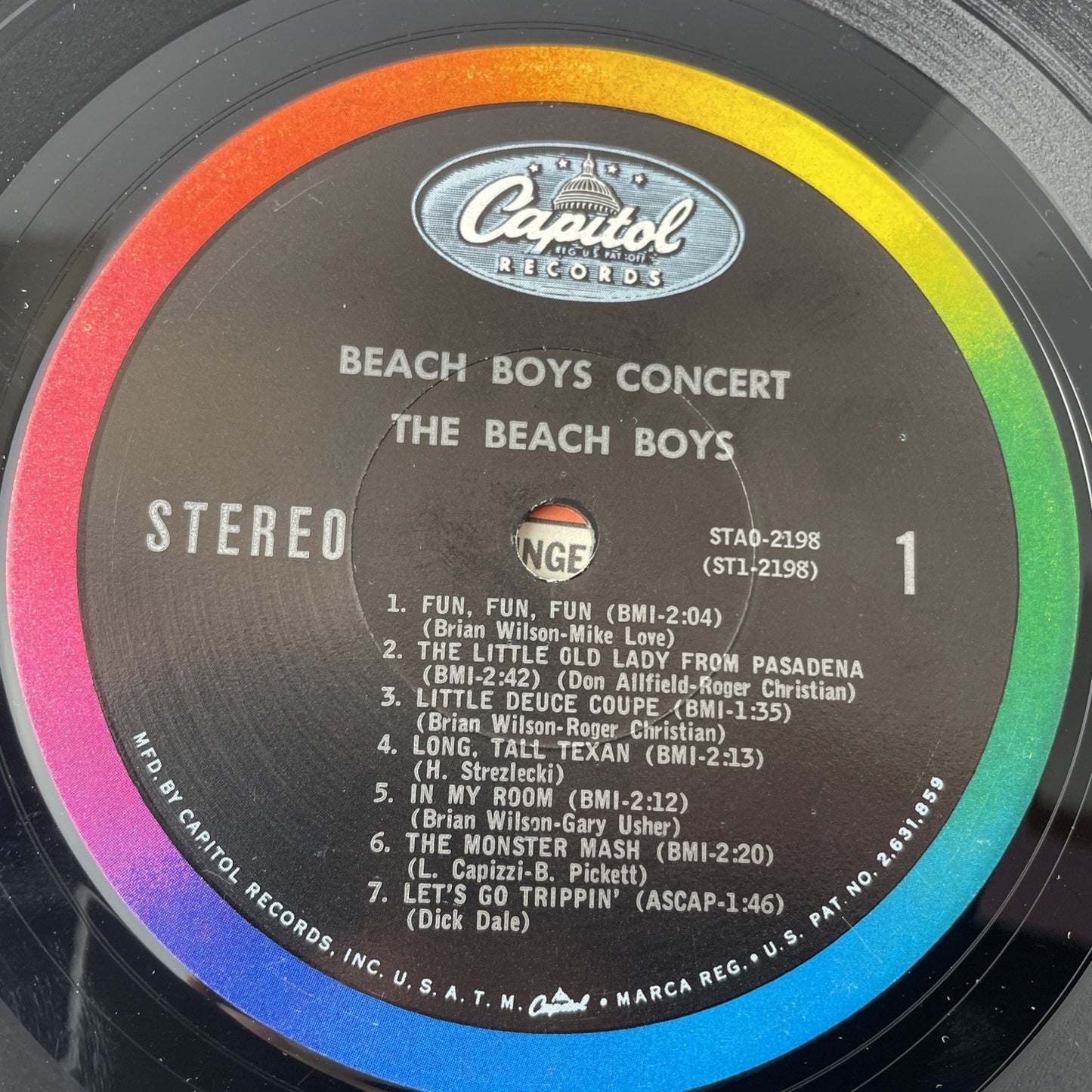 The Beach Boys Concert Vinyl LP 1964 Capitol Records STAO 2198 G+/VG
