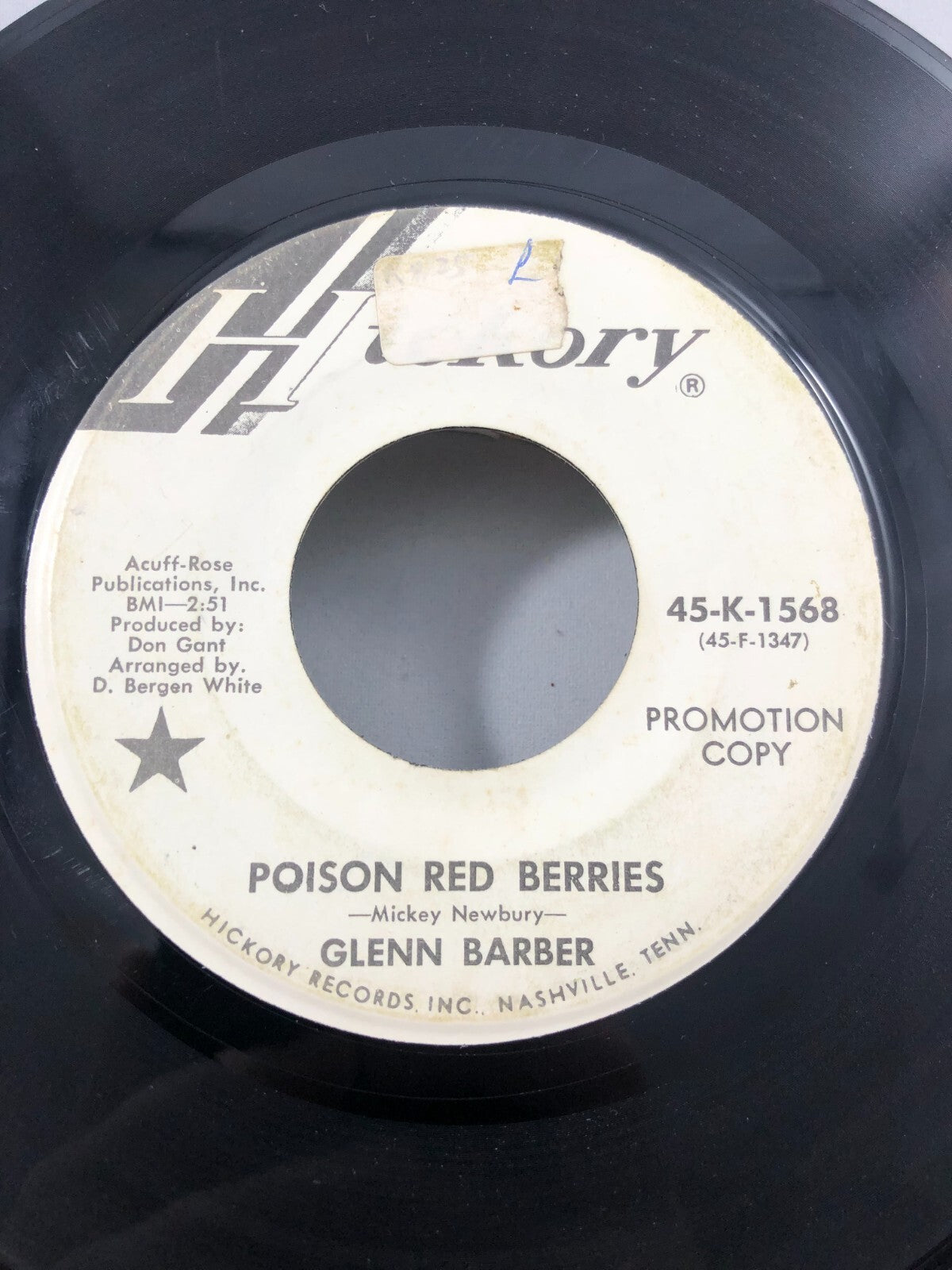 Glenn Barber 45rpm Poison Red Berries - Abilene Promo Copy 45-K-1568