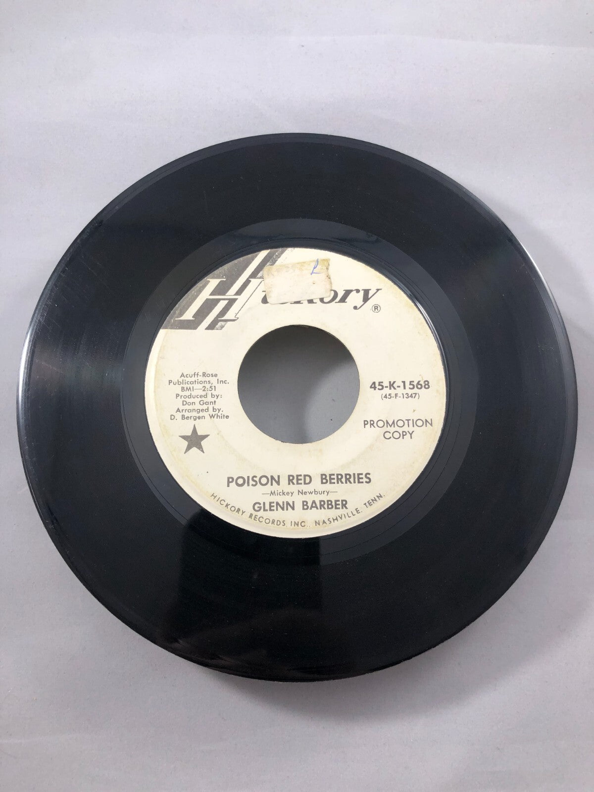 Glenn Barber 45rpm Poison Red Berries - Abilene Promo Copy 45-K-1568