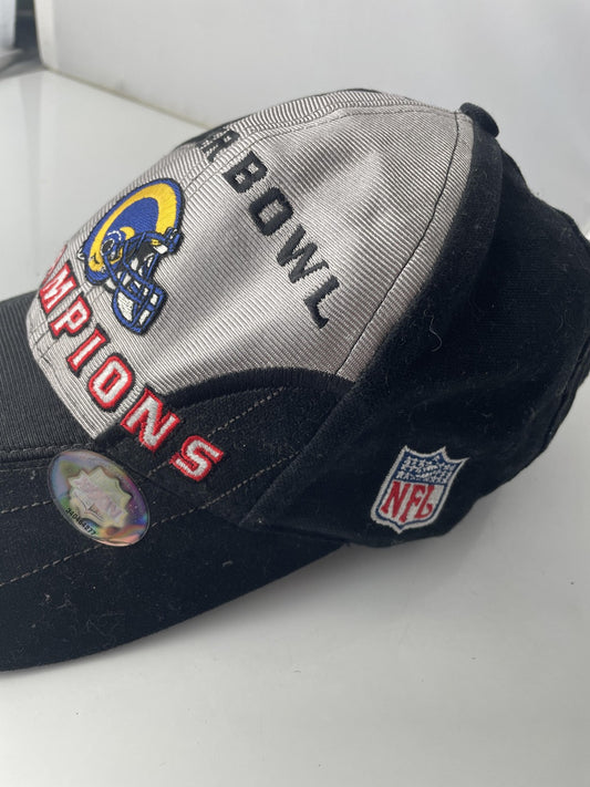 Vintage St. Louis Rams Hat Cap Strap Back Black NFL Football Super Bowl XXXIV