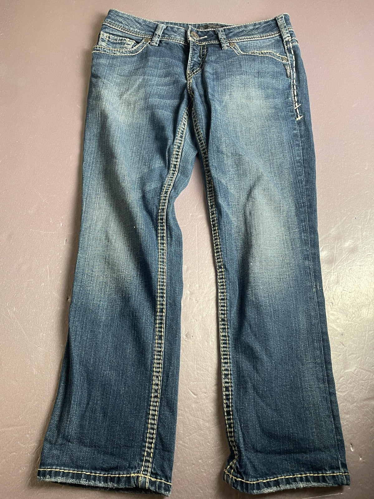 Silver Jeans Co Capri Jeans Womens 29 Blue Suki Mid Rise Embroidered Denim