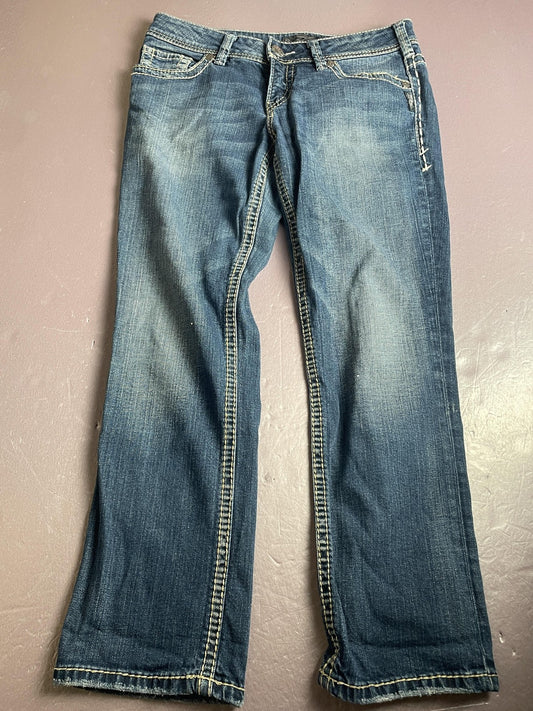 Silver Jeans Co Capri Jeans Womens 29 Blue Suki Mid Rise Embroidered Denim