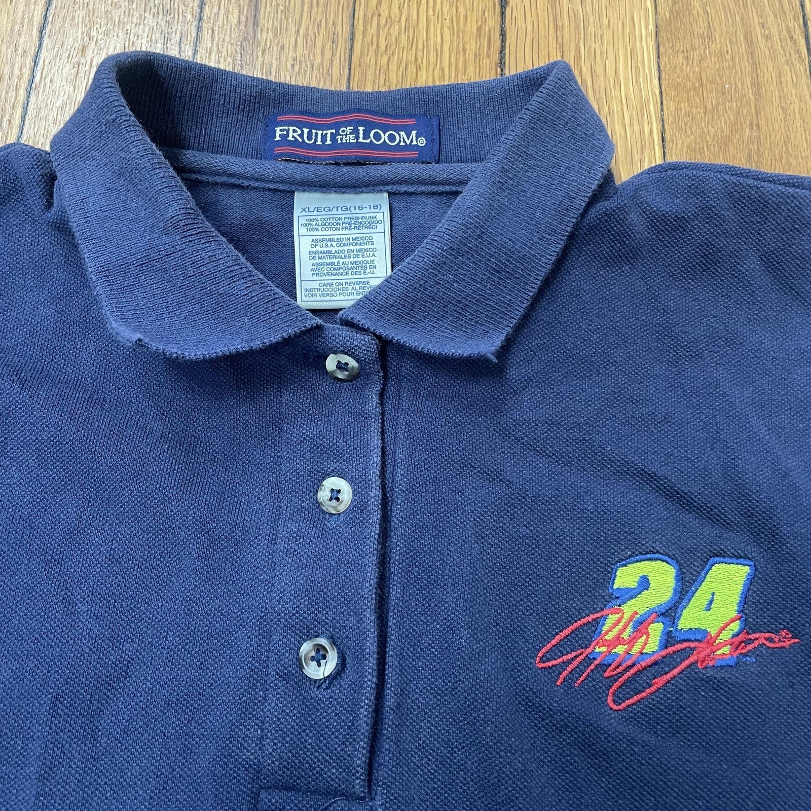 Vintage Jeff Gordon Shirt Mens XL Navy Blue NASCAR Racing Sleeveless Polo 90s