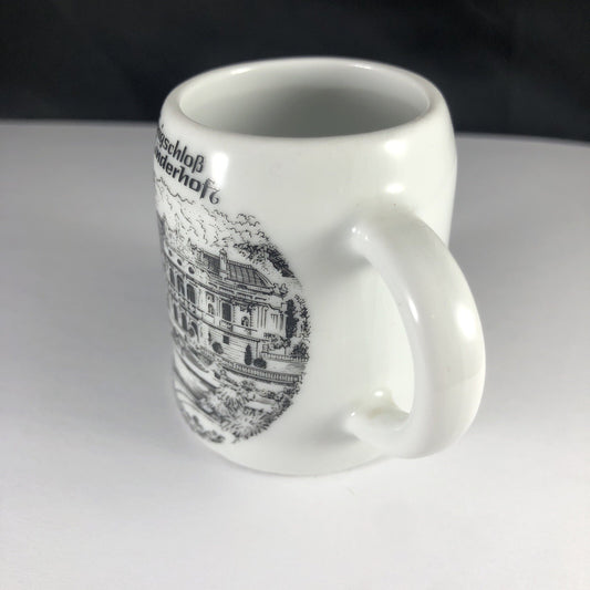 Linderhofz Porcelain Souvenir CERAMIC BEER STEIN GERMANY Shot Glass Konigschlob