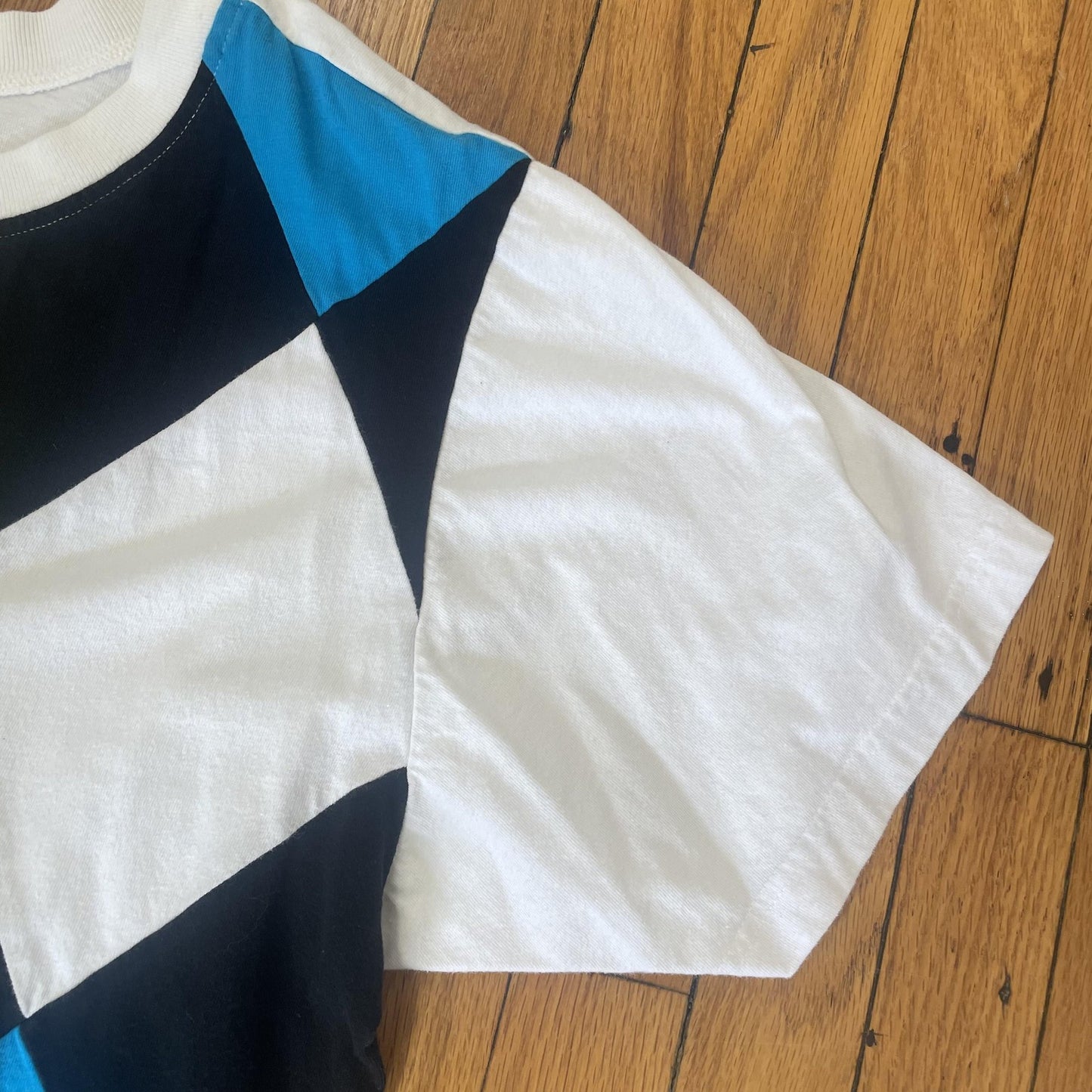 Vintage The Limited Shirt Mens Medium White Argyle Graphic Blue Yellow Black 90s